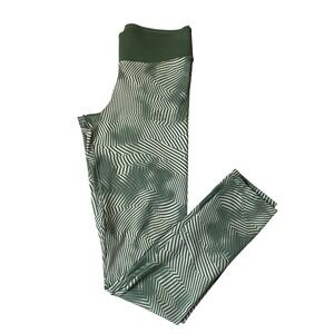 adidas Pantalon Green Geometric Performance Leggings Women S AOP Gym Activewear